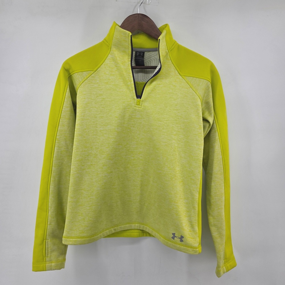 Under Armour Youth Large YLG Lime Green 1/4 Zip Fleece Pullover Sweater